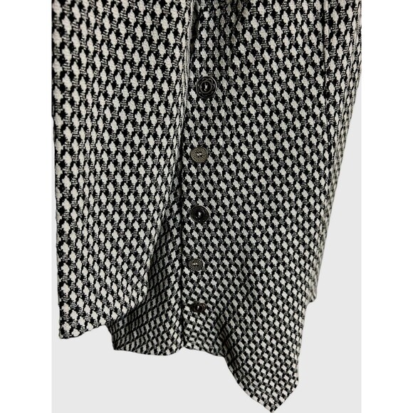 Peck & Peck Houndstooth Cowl Neck Black White Silver Button Shift Mini D… - Picture 6 of 9